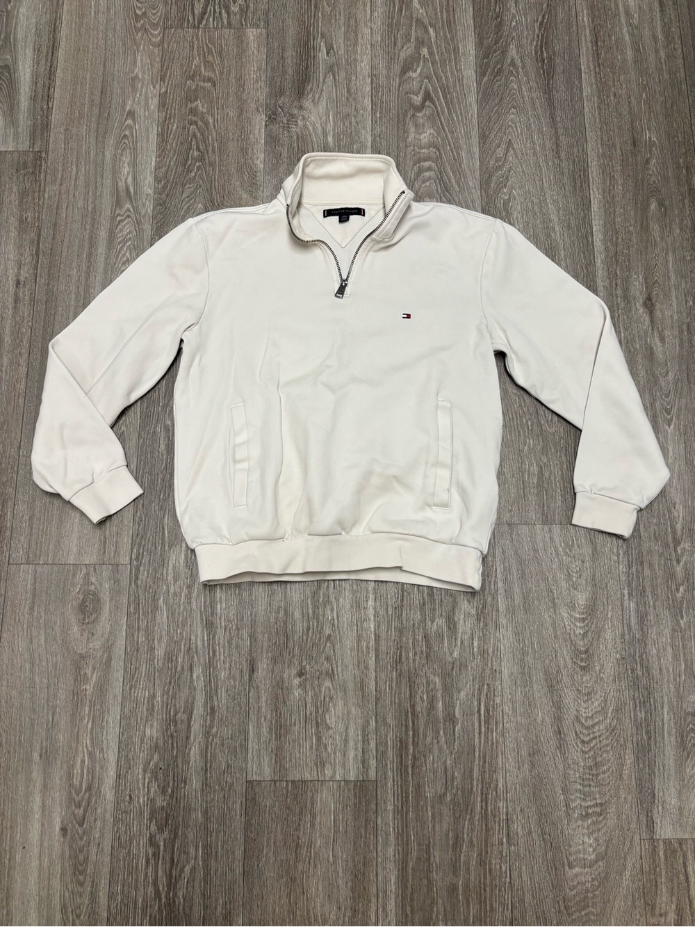 Tommy Hilfiger Cream Half-Zip Pullover Sweatshirt